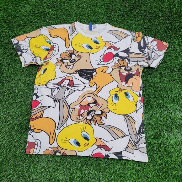 Looney-Tunes AOP Tweety Shirt Womens Small 20x24 White Baggy - Picture 1 of 14